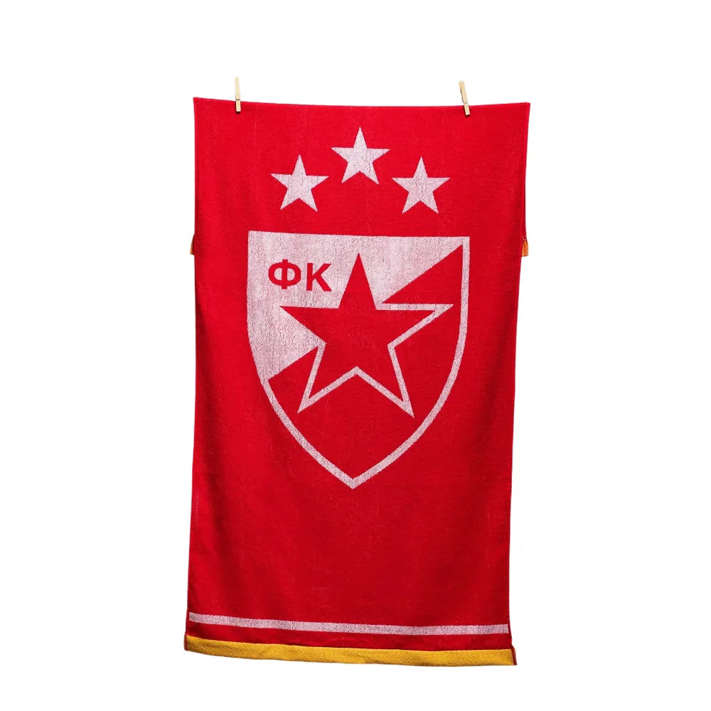 Peškir Crvena Zvezda Plažni 70x160cm Žuta pruga i grb