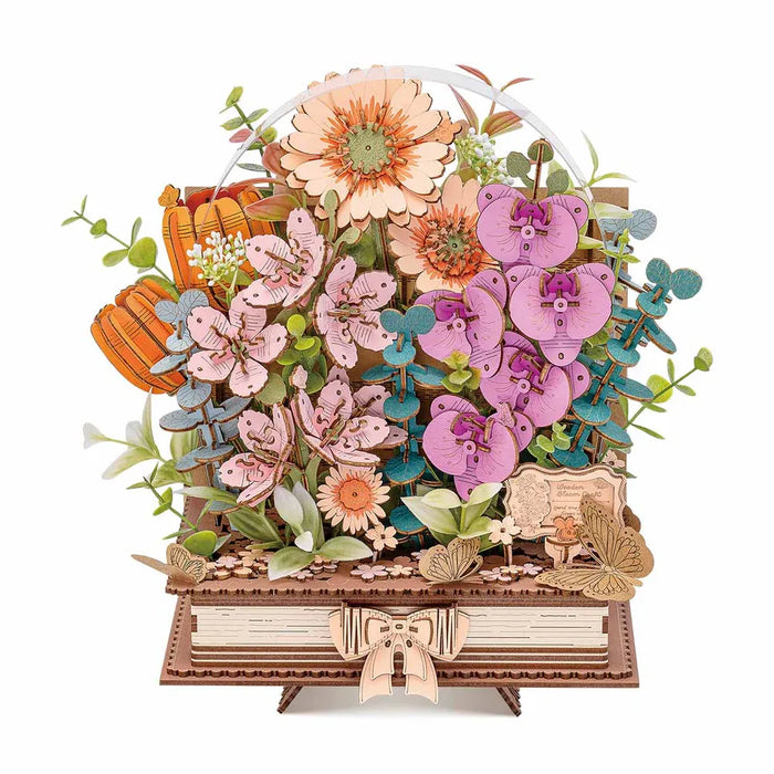 3D Puzzle Robotime Rowood Wooden Blooming Book TW04H