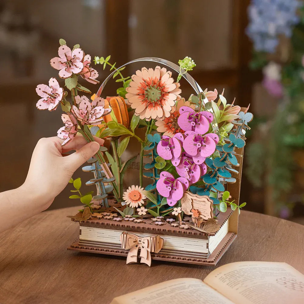 3D Puzzle Robotime Rowood Wooden Blooming Book TW04H