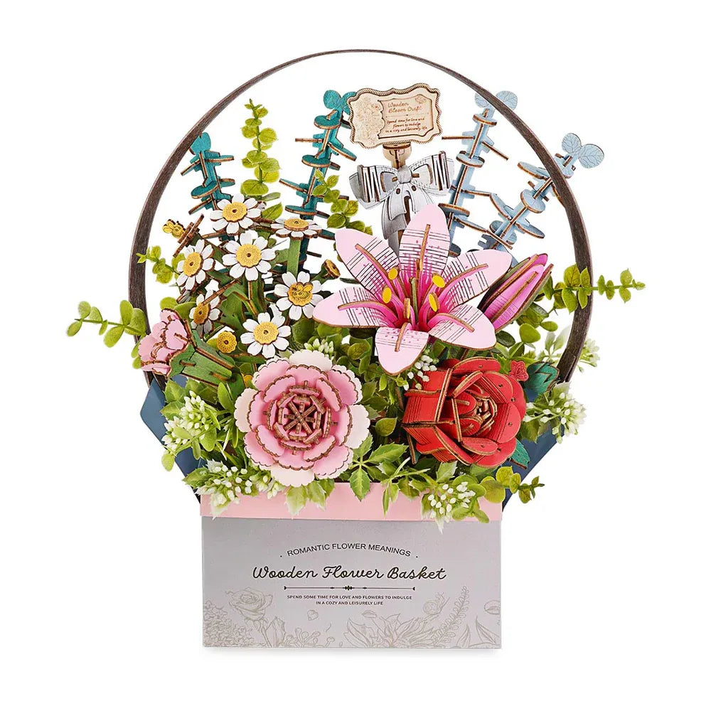 3D Puzzle Robotime Rowood Wooden Flower Basket TW03H