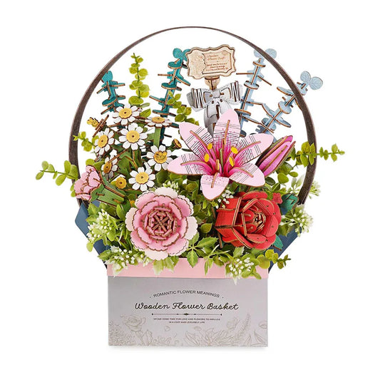 3D Puzzle Robotime Rowood Wooden Flower Basket TW03H