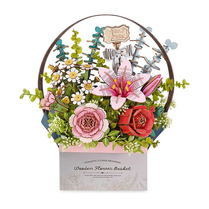 3D Puzzle Robotime Rowood Wooden Flower Basket TW03H