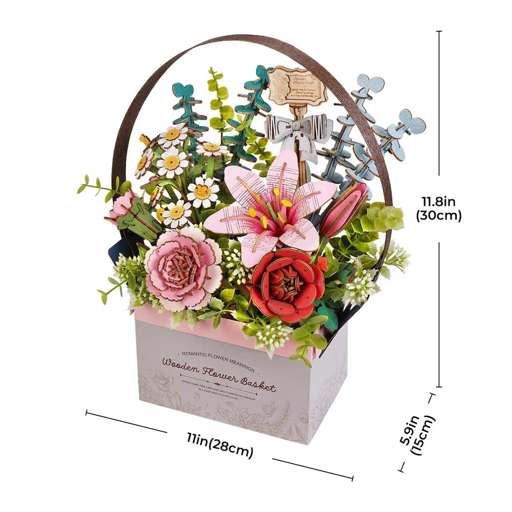 3D Puzzle Robotime Rowood Wooden Flower Basket TW03H