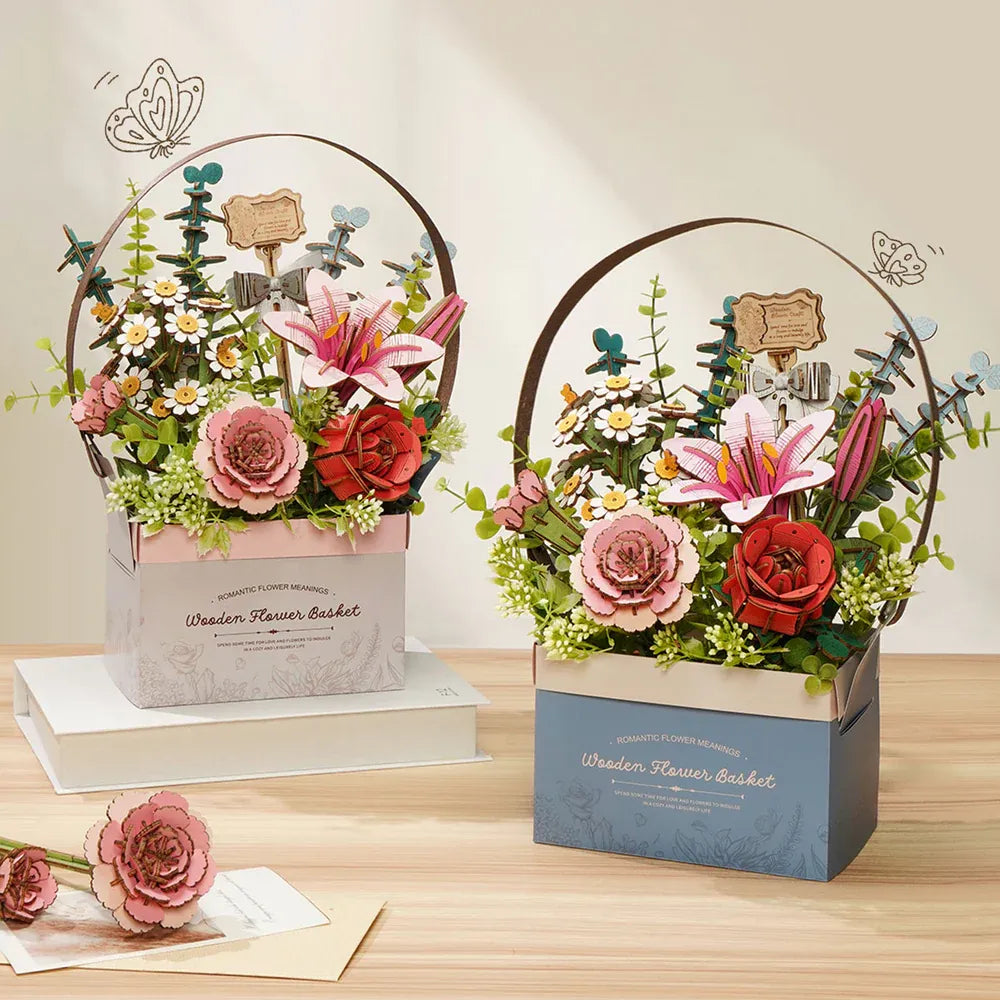3D Puzzle Robotime Rowood Wooden Flower Basket TW03H