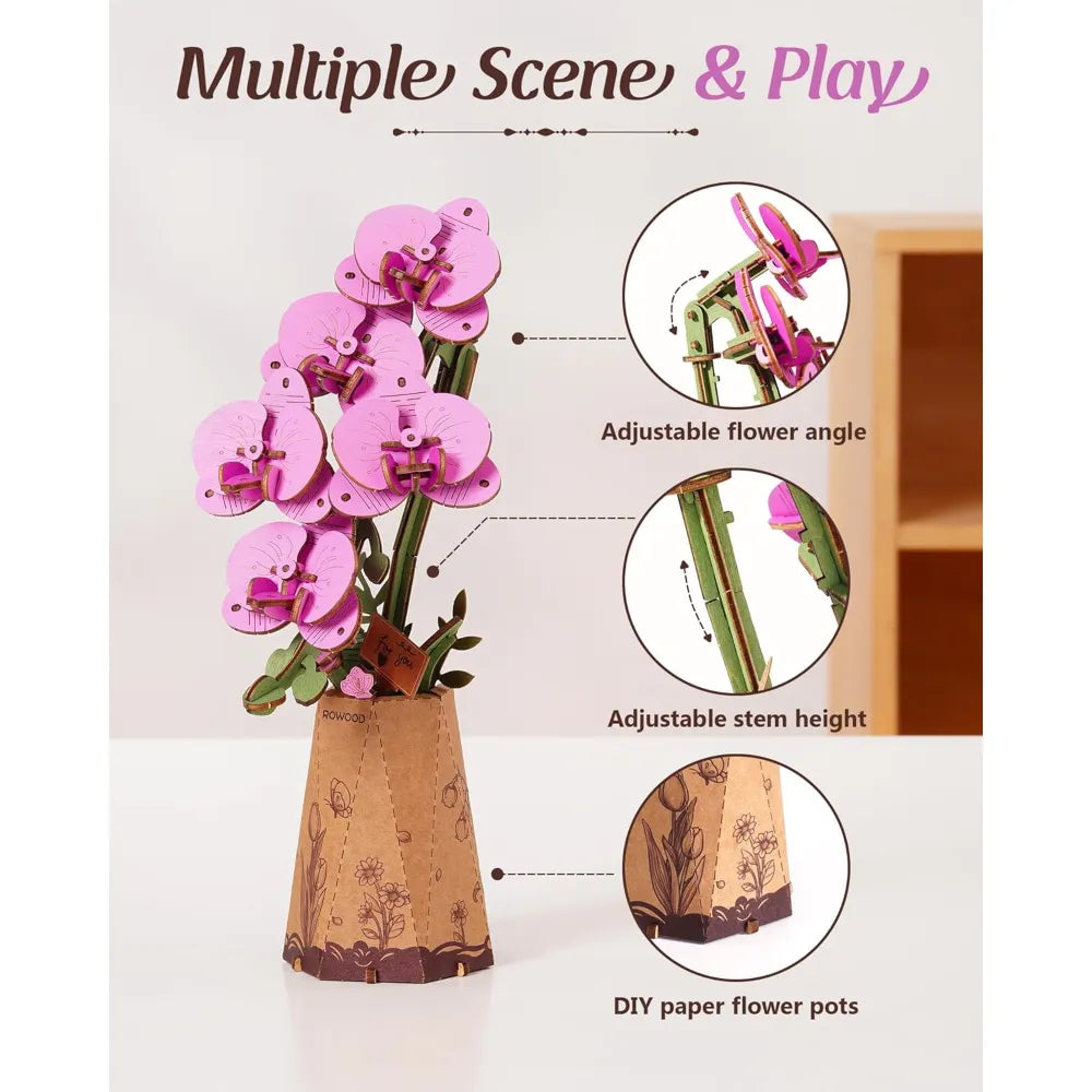 3D puzzle Robotime Rowood Purple Moth Orchid