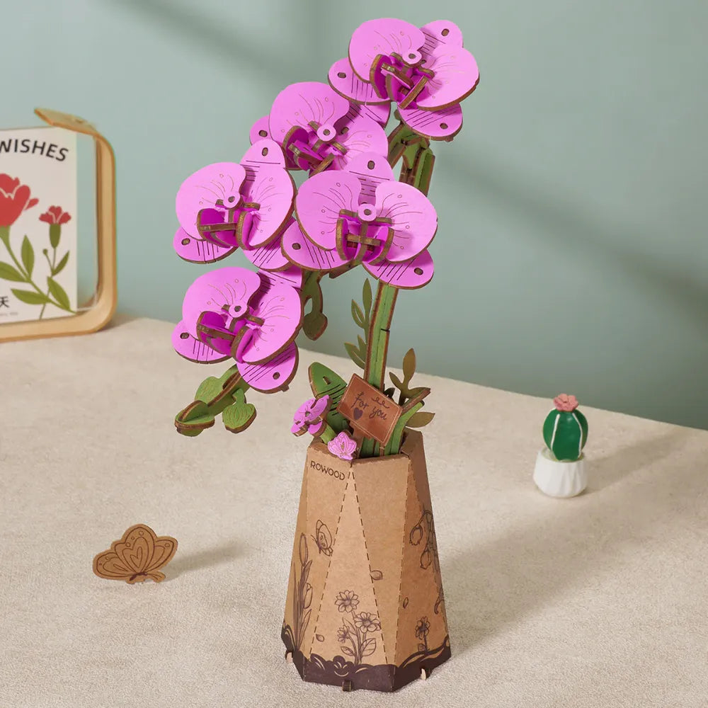 3D puzzle Robotime Rowood Purple Moth Orchid