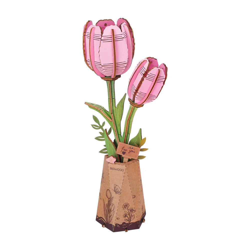 3D puzzle Robotime Rowood Pink Tulip TW082