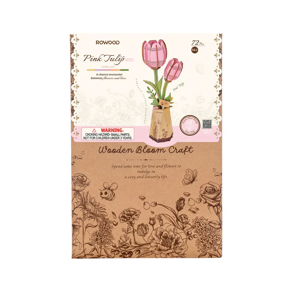 3D puzzle Robotime Rowood Pink Tulip TW082