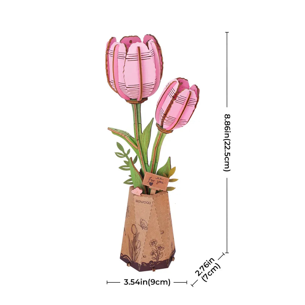 3D puzzle Robotime Rowood Pink Tulip TW082