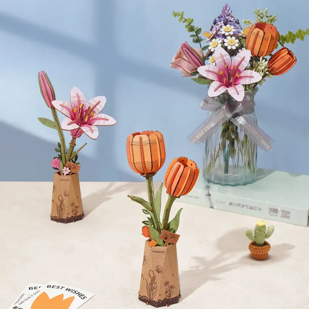 3D Puzzle Robotime Rowood Orange Tulip TW081
